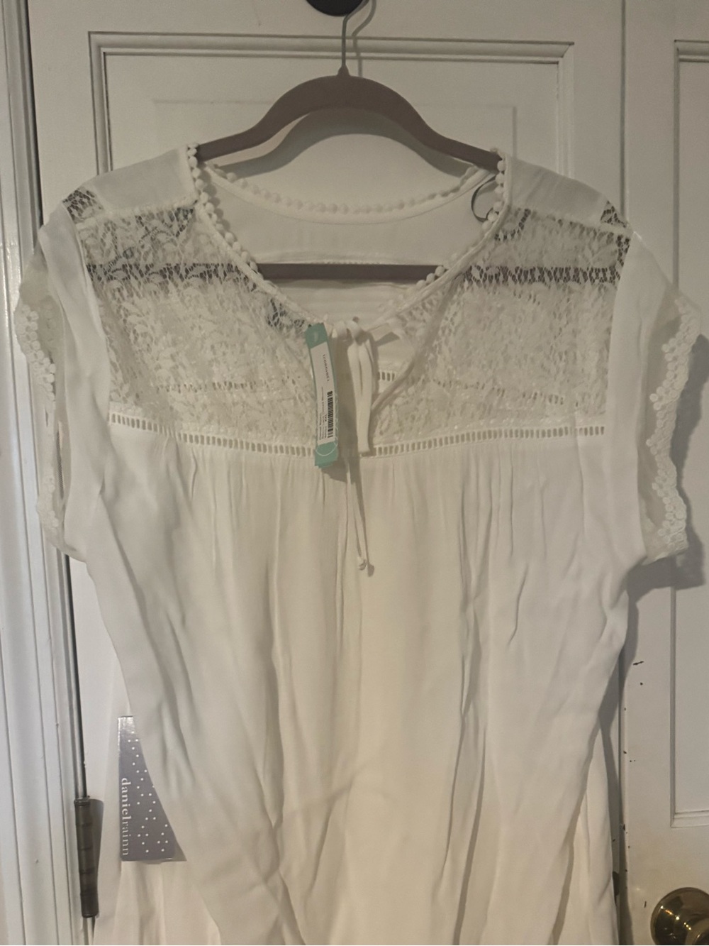 Women’s NWT Daniel Rainn Stitch Fix White Lace Detail Boho Blouse XXL